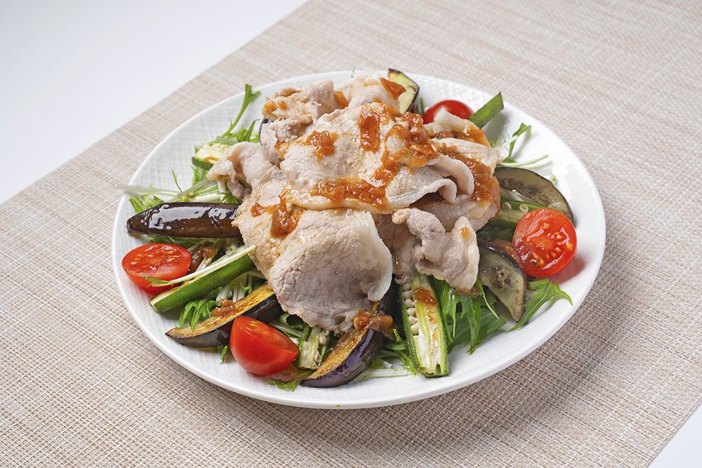 夏野菜と豚肉の梅風味冷しゃぶ